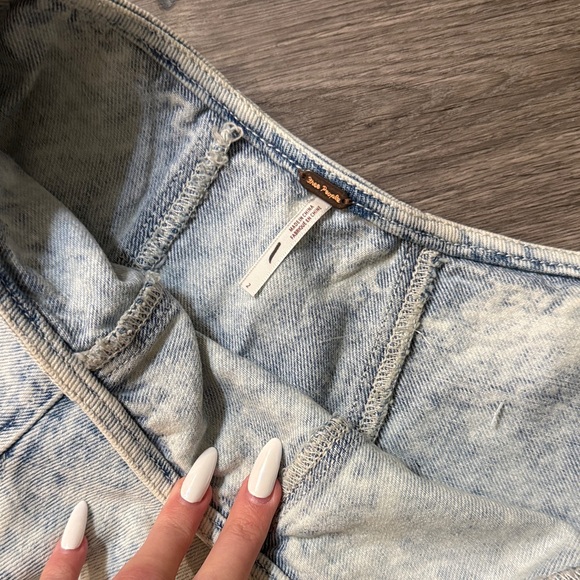 Free People Light Blue Frayed Mini Skirt - Picture 2 of 3